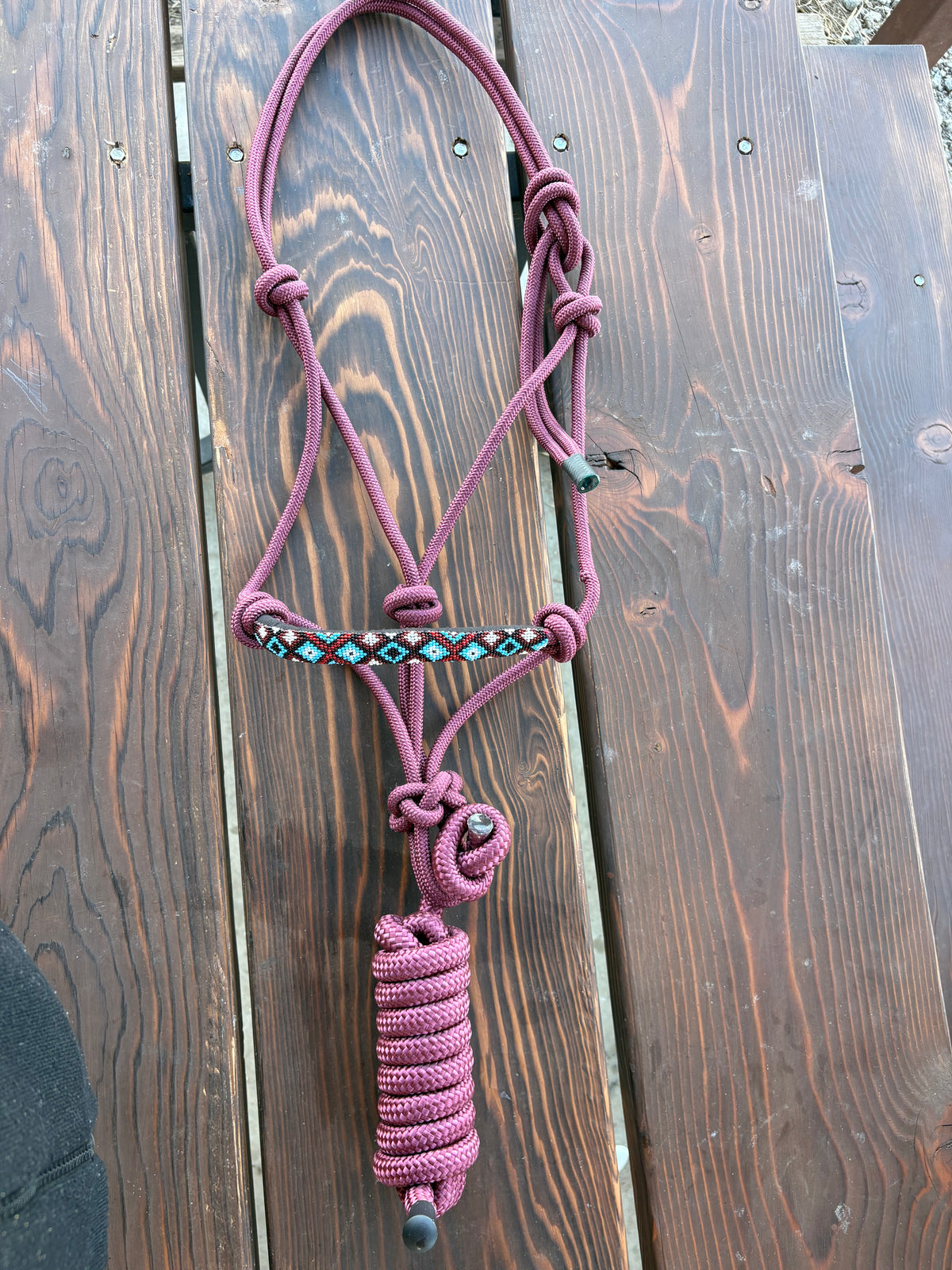 Horse Rope Halter - Burgundy